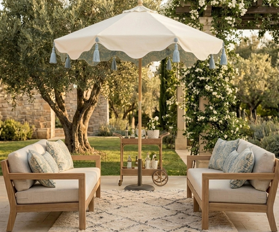 White Luxury Parasol Garden Lounge